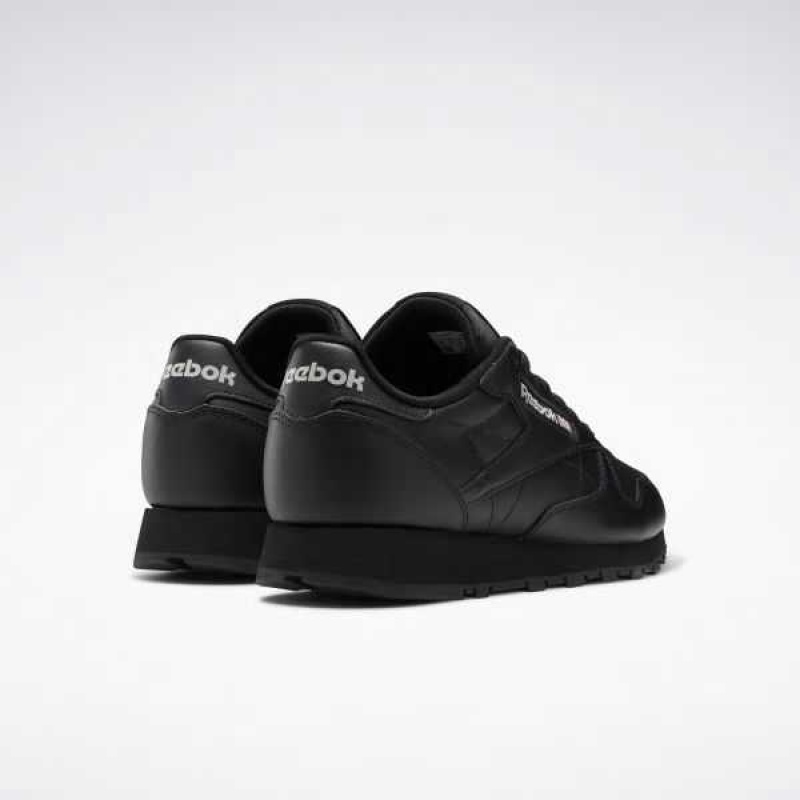 Black / Black / Grey Reebok Classic Leather Shoes | LHP-653279