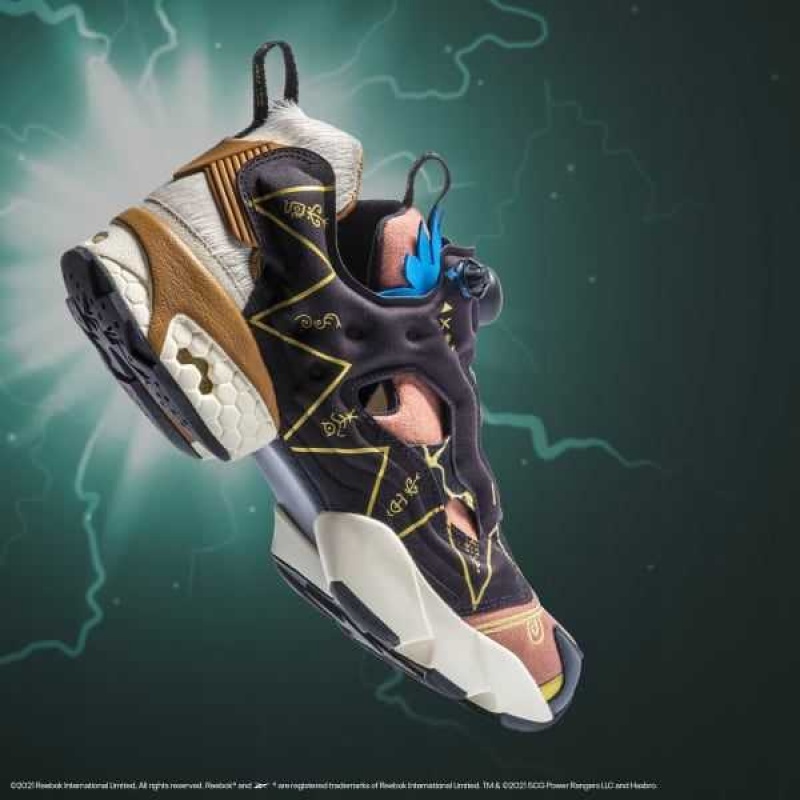Black / Gold Reebok Power Rangers Instapump Fury 94 Shoes | BNR-734258