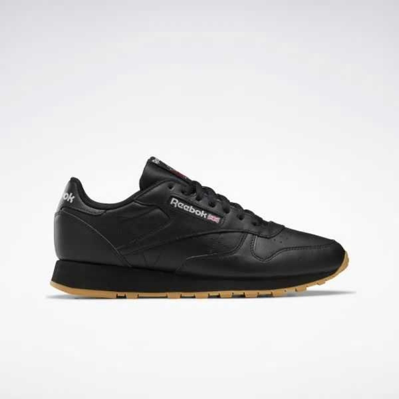 Black / Grey Reebok Classic Leather Shoes | SMD-524971