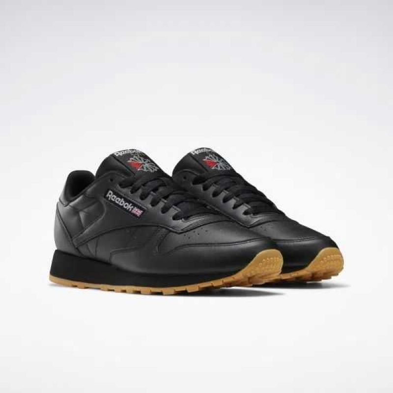 Black / Grey Reebok Classic Leather Shoes | WJB-245981