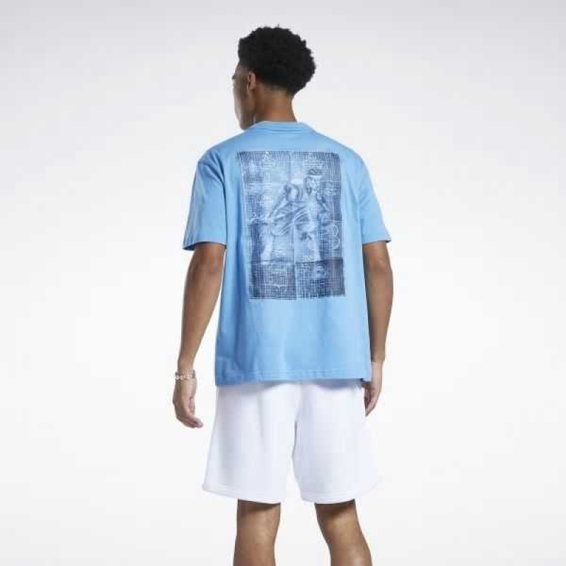 Blue Reebok Iverson Basketball I3 Blueprint Short Sleeve T-Shirt | RBA-951820