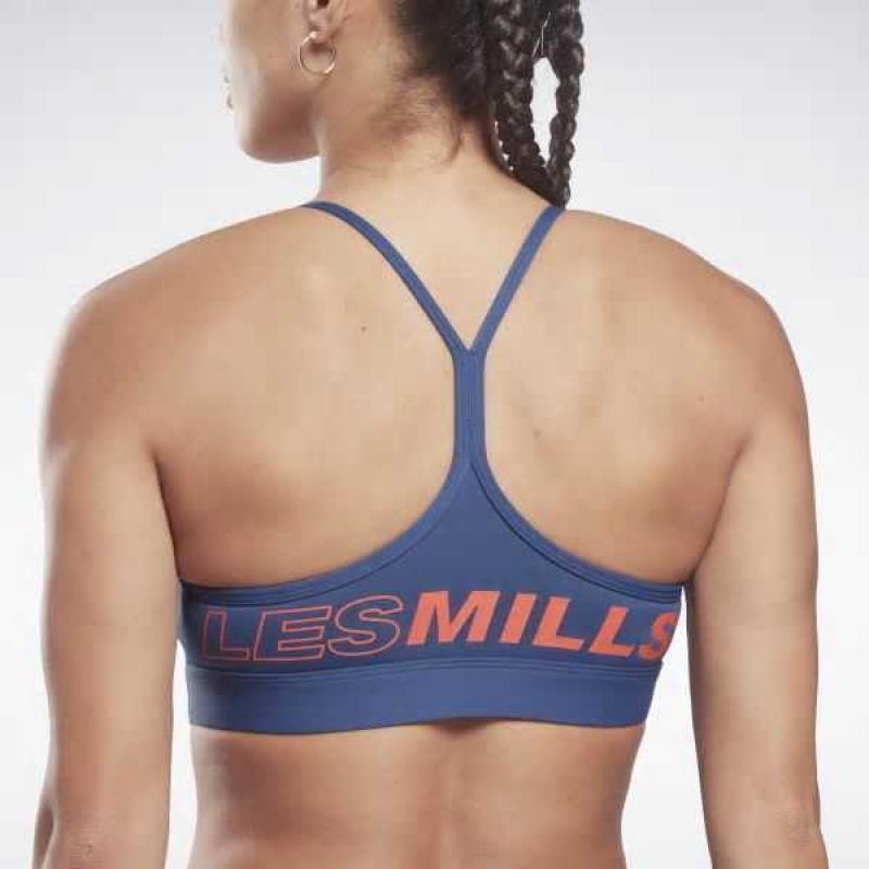 Blue Reebok Les Mills Lux Skinny Medium-Support Sports Bra | BNG-073169