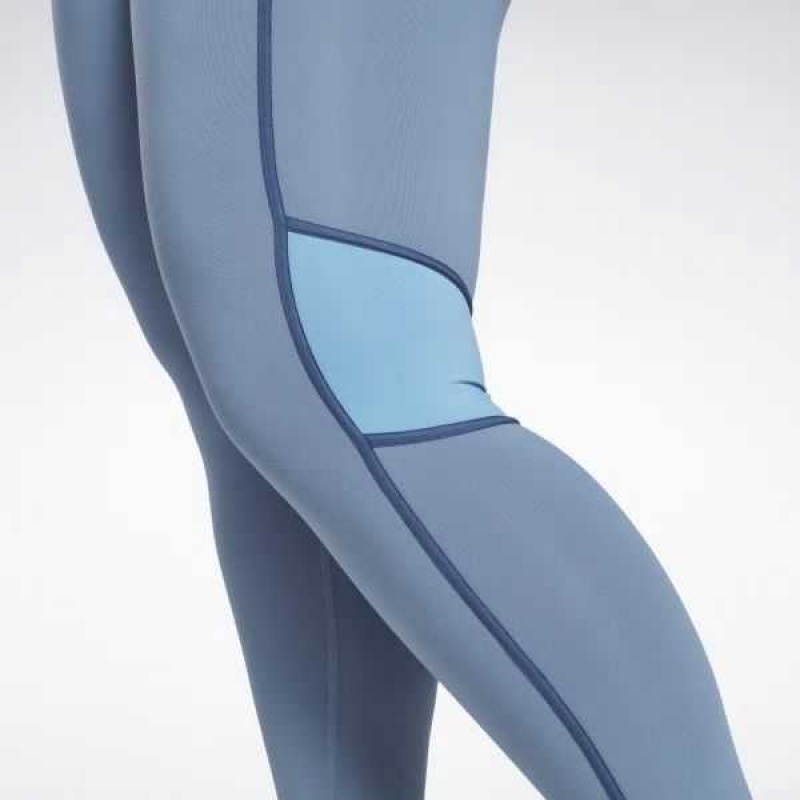Blue Reebok Lux High-Waisted Colorblock Tights | WFR-437261