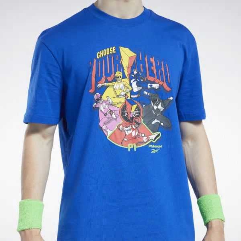 Blue Reebok Power Rangers T-Shirt | EWS-098723