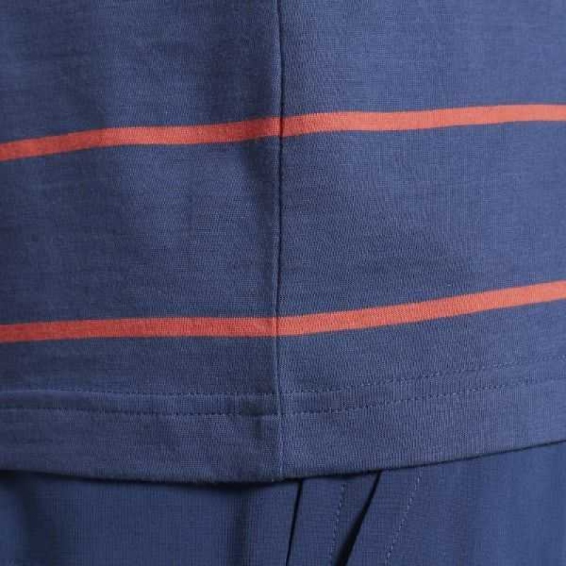 Blue Reebok Stripe T-Shirt | EAD-890364
