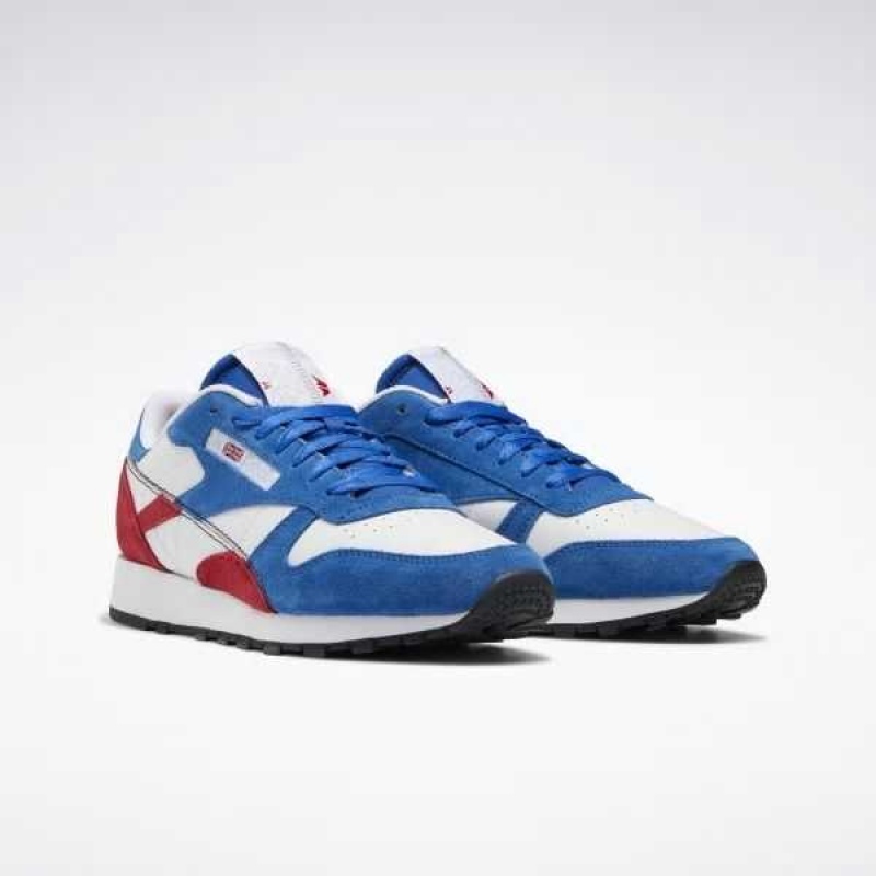 Blue / Red / White Reebok Classic Leather Make It Yours Shoes | PDS-756319