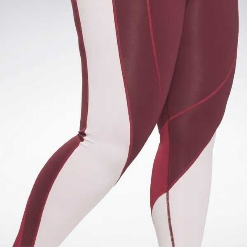 Burgundy Reebok Lux High-Rise Colorblock Leggings | GEW-963271