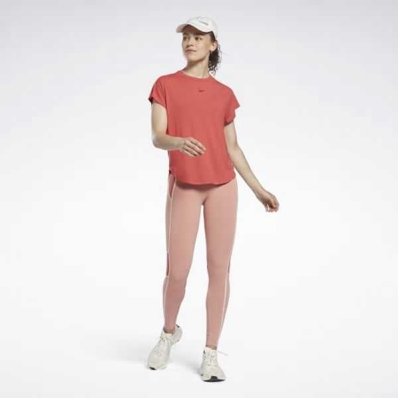Coral Reebok Lux High-Waisted Colorblock Tights | HYS-175806