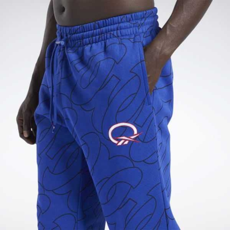 Deep Blue Reebok Basketball Question Allover Print Fleece Pants | RBI-419063