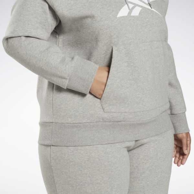 Grey Reebok Identity Logo Fleece Pullover Hoodie | TCV-785369