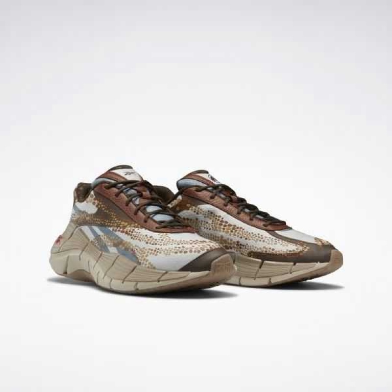 Grey / Brown Reebok Jurassic World Zig Kinetica 2.5 Shoes | GAN-821703