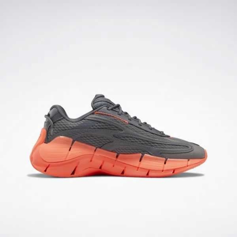 Grey / Grey / Orange Reebok Zig Kinetica 2.5 Shoes | ICG-726091