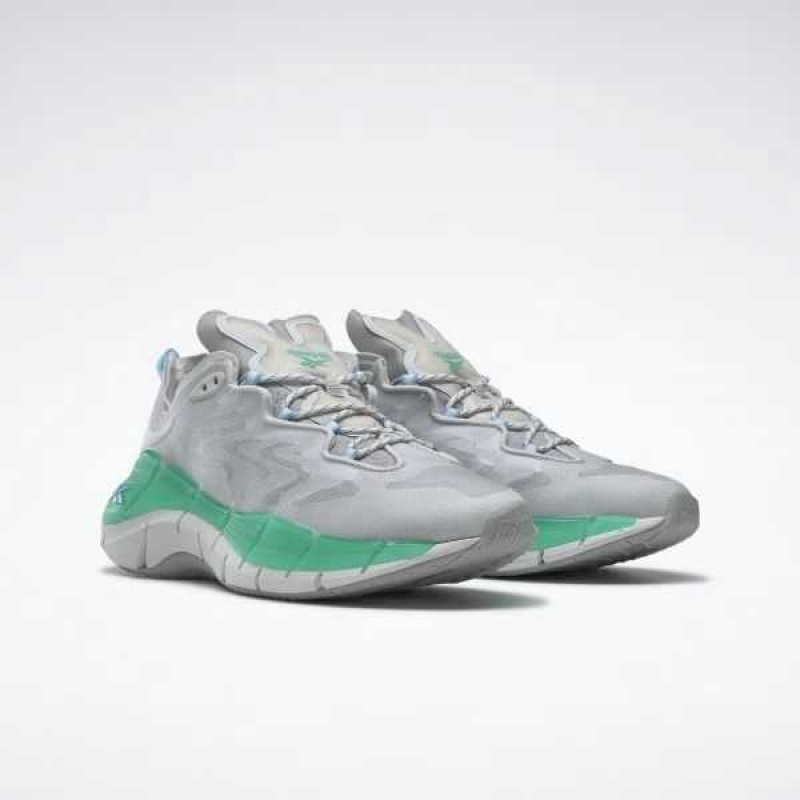 Grey / Grey / Turquoise Reebok Zig Kinetica II Shoes | BUQ-248736