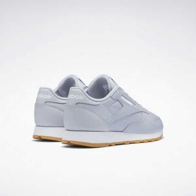 Grey / Grey / White Reebok Classic Leather Shoes | QPO-417028