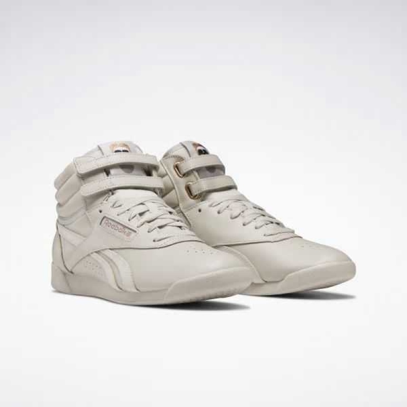 Grey / White Reebok Cardi B Freestyle Hi Shoes | CKV-568730