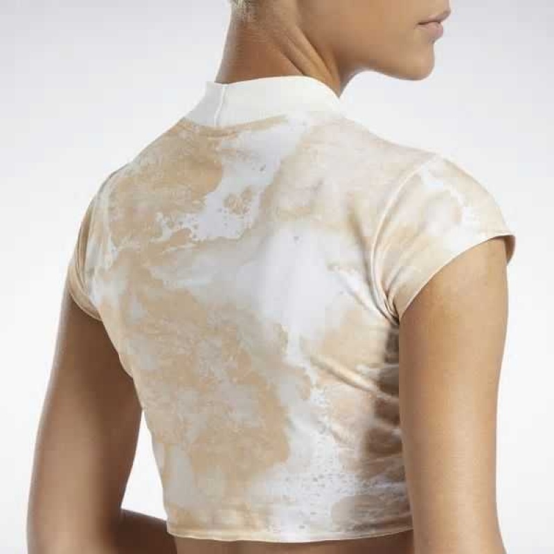 Multicolor Reebok Classics Cloud Splatter-Print Short Sleeve Cropped T-Shirt | WVO-453910