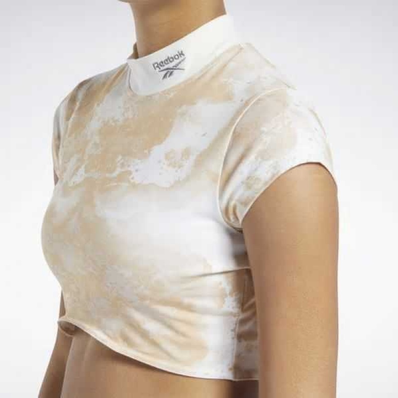 Multicolor Reebok Classics Cloud Splatter-Print Short Sleeve Cropped T-Shirt | WVO-453910