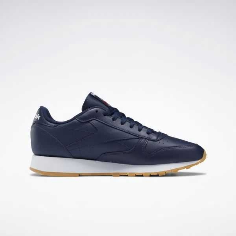 Navy / White Reebok Classic Leather Shoes | HYM-583120