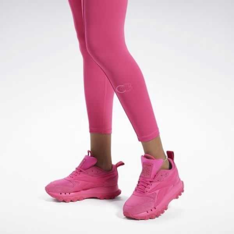 Pink Reebok Cardi B High-Rise Tights | VUQ-789203