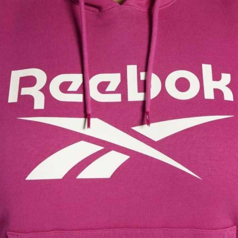 Pink Reebok Identity Logo Fleece Pullover Hoodie | WHG-594603