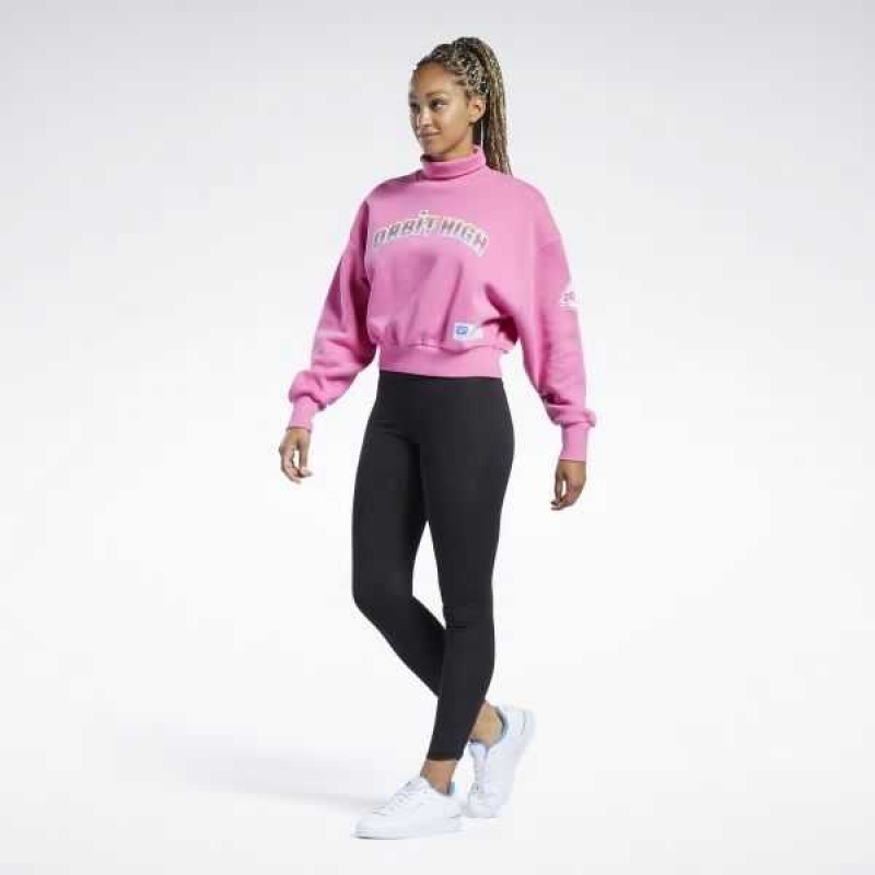 Pink Reebok THE JETSONS Orbit High Fleece Cowl Neck Sweatshirt | JZE-136587