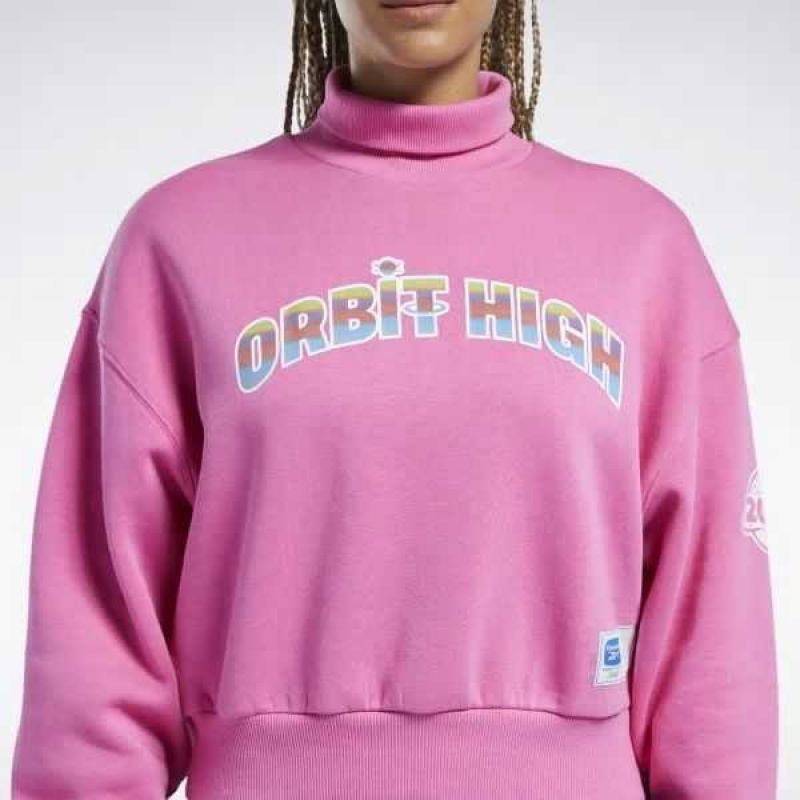 Pink Reebok THE JETSONS Orbit High Fleece Cowl Neck Sweatshirt | JZE-136587