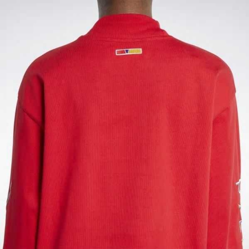 Red Reebok Pyer Moss Turtleneck Long Sleeve T-Shirt | UZF-971460