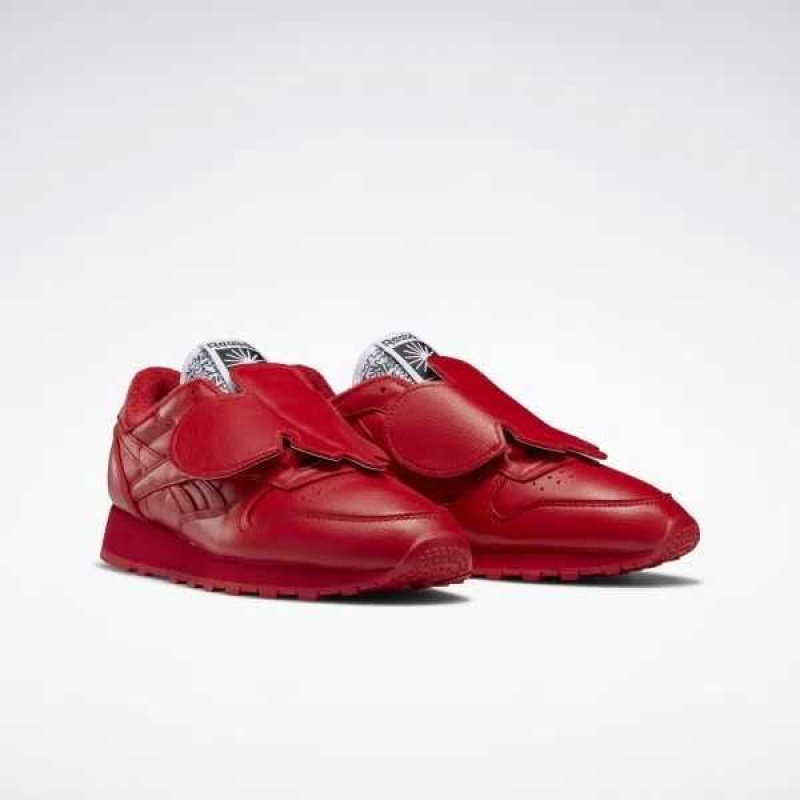 Red / Red / Black Reebok Eames Classic Leather Shoes | UZK-720651