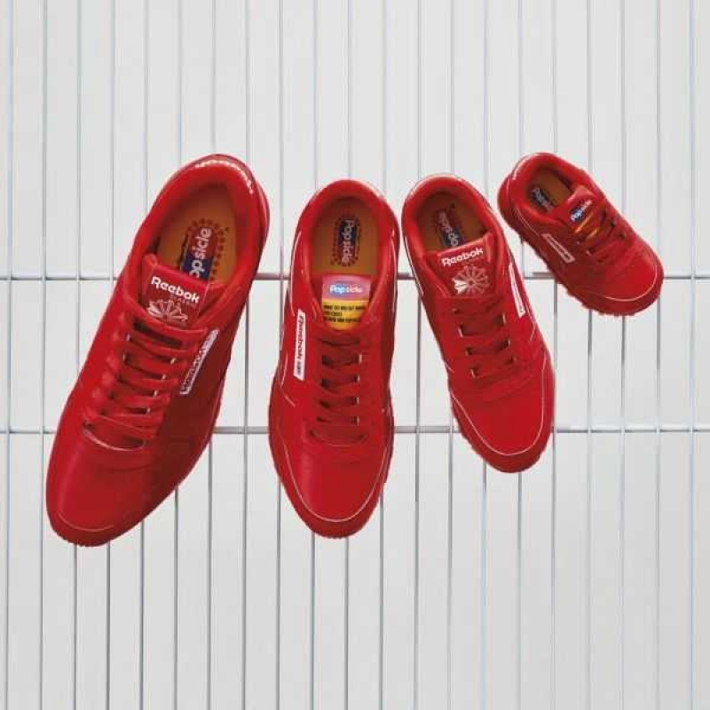 Red / Red / Red Reebok Popsicle Classic Leather Shoes | VQI-123648