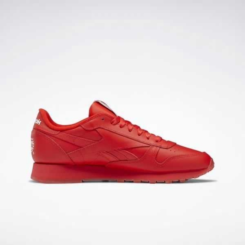 Red / Red / Red Reebok Popsicle Classic Leather Shoes | VQI-123648