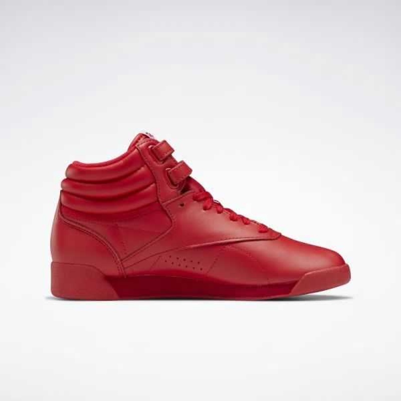 Red / Red / White Reebok Freestyle Hi | HZY-491375