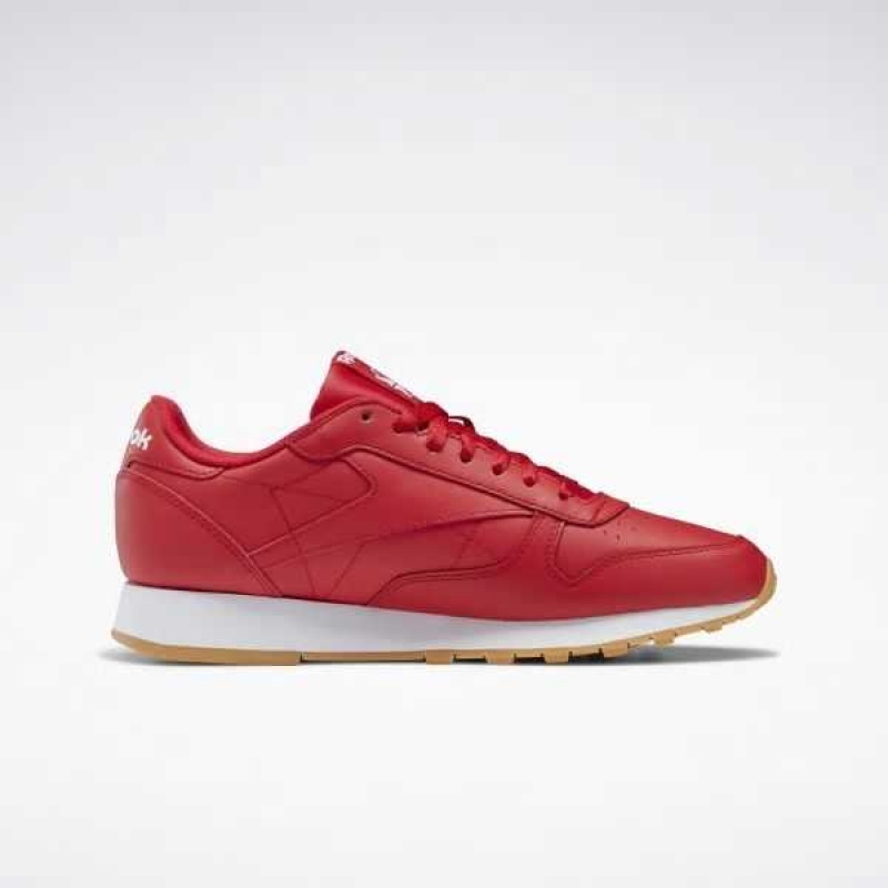 Red / White Reebok Classic Leather Shoes | VJL-610745