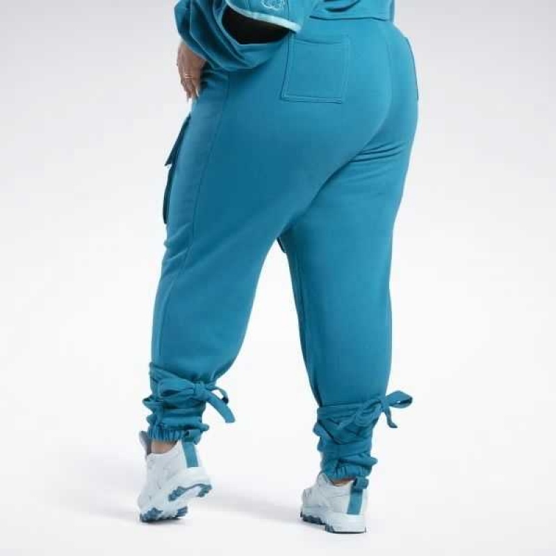 Turquoise Reebok Cardi B Knit Pants | BLU-819724