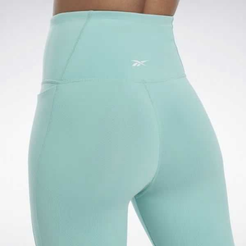 Turquoise Reebok Lux High-Waisted Tights | QUW-201793