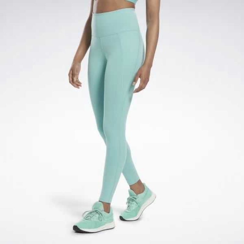 Turquoise Reebok Lux High-Waisted Tights | QUW-201793