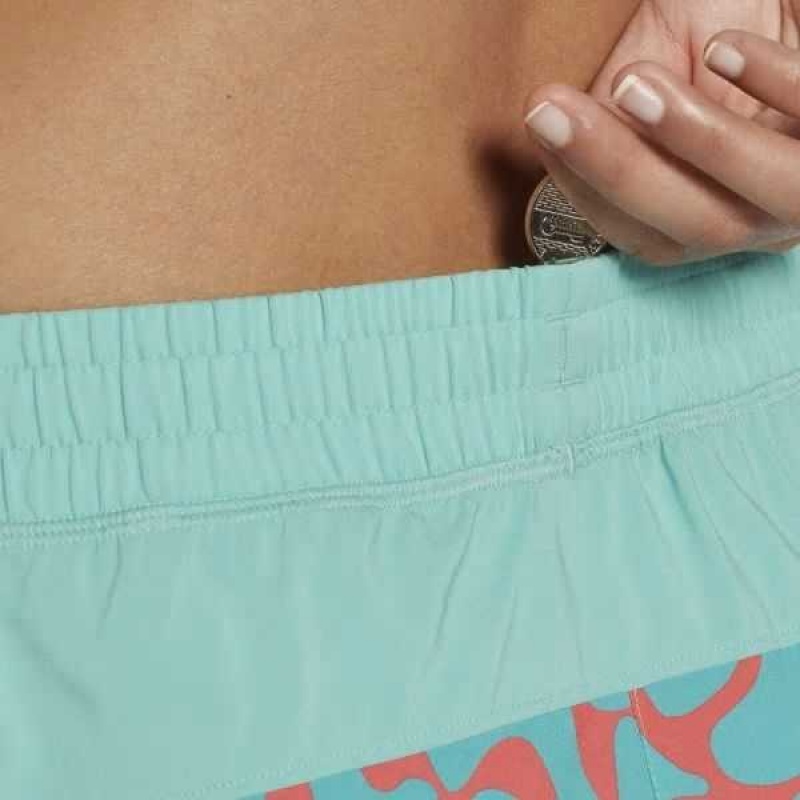 Turquoise Reebok Running Printed Shorts | GRA-659743