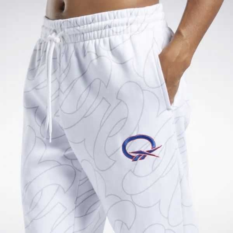White Reebok Basketball Question Allover Print Fleece Pants | GKR-958421