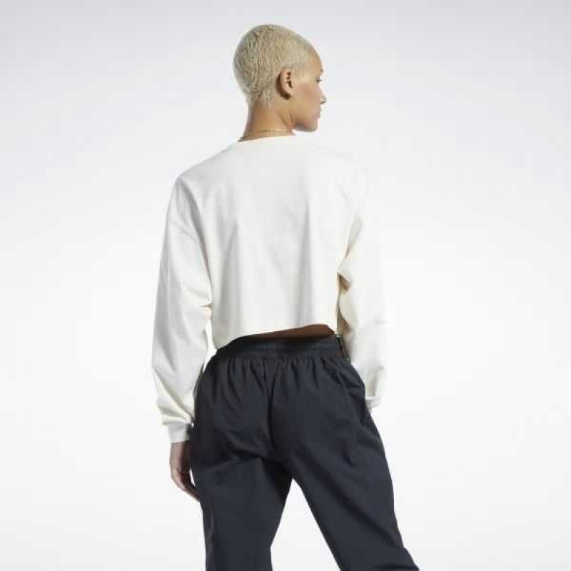 White Reebok Classics Cotton Long Sleeve T-Shirt | JLG-908237