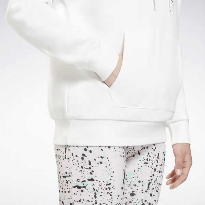 White Reebok Identity Logo Fleece Pullover Hoodie | PZV-785623