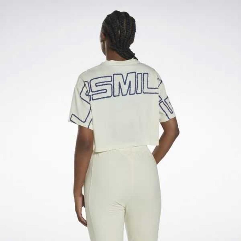 White Reebok Les Mills Crop T-Shirt | BUW-314972