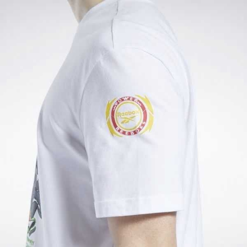 White Reebok Power Rangers T-Shirt | NPL-537048