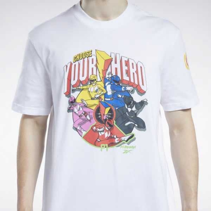 White Reebok Power Rangers T-Shirt | WFA-805679