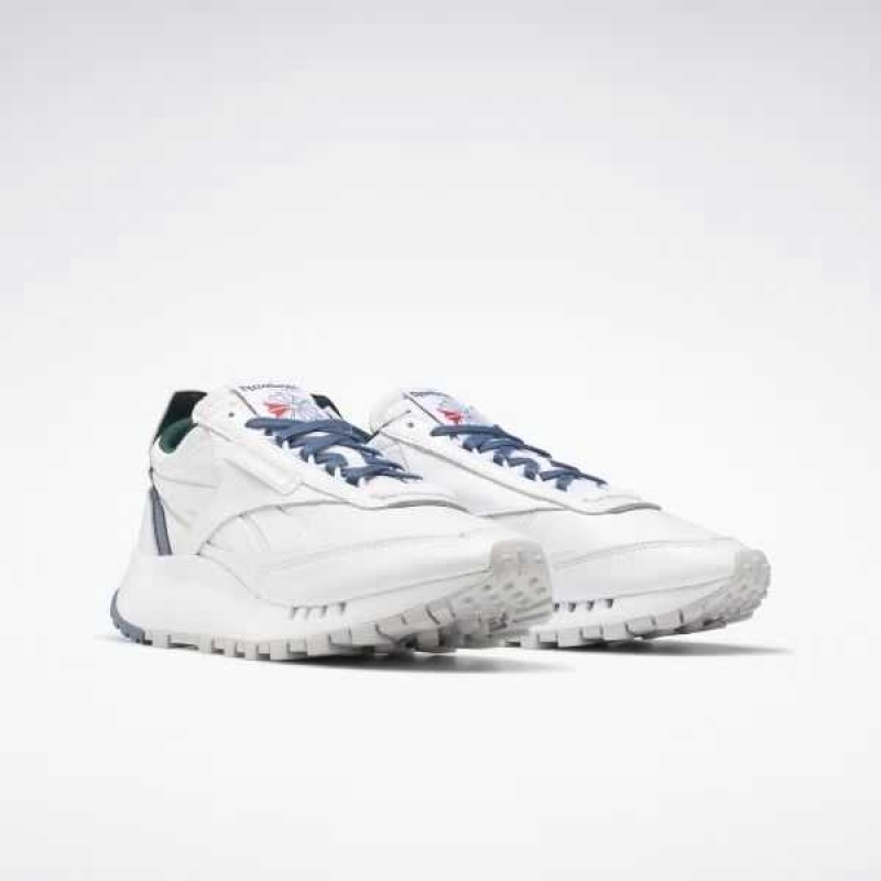 White / Blue / Green Reebok Classic Leather Legacy Shoes | SYF-384721