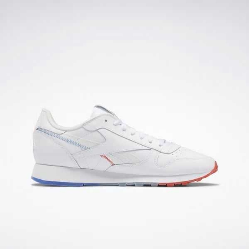 White / Blue / Red Reebok Popsicle Classic Leather Shoes | QZL-295687