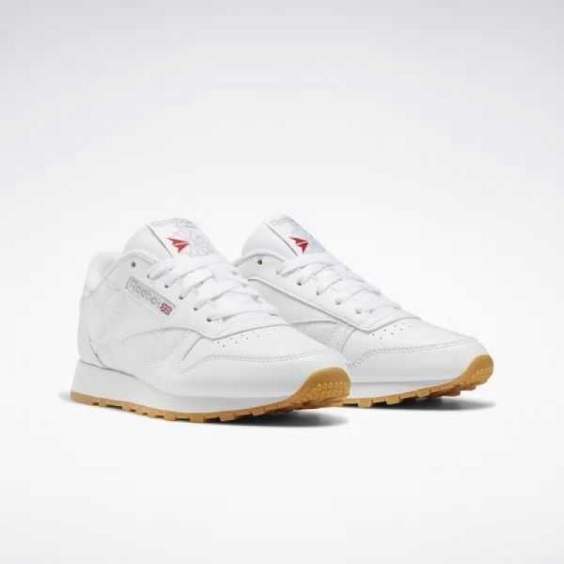 White / Grey Reebok Classic Leather Shoes | TYJ-716324