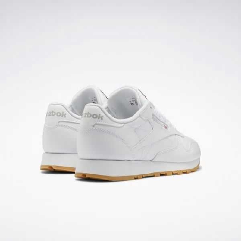 White / Grey Reebok Classic Leather Shoes | URY-956318