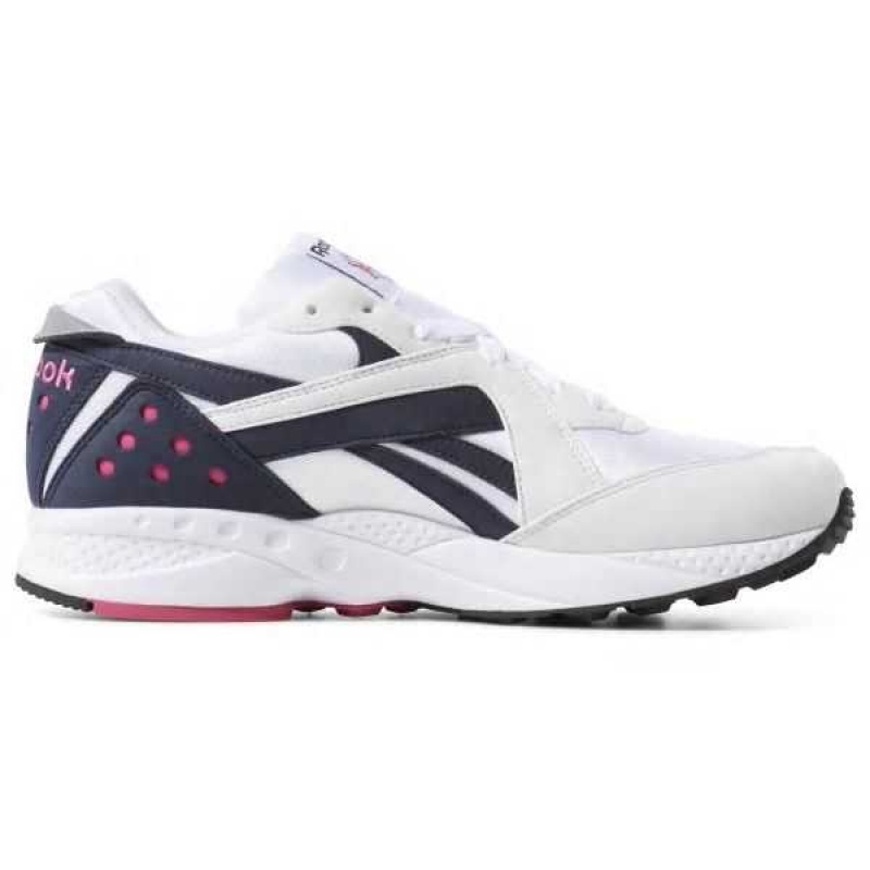 White / Navy / Pink / Black Reebok Pyro Shoes | QVU-648027