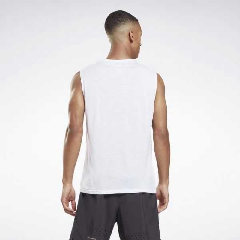 White / White Reebok Workout Ready Sleeveless Tech T-Shirt | TND-415903