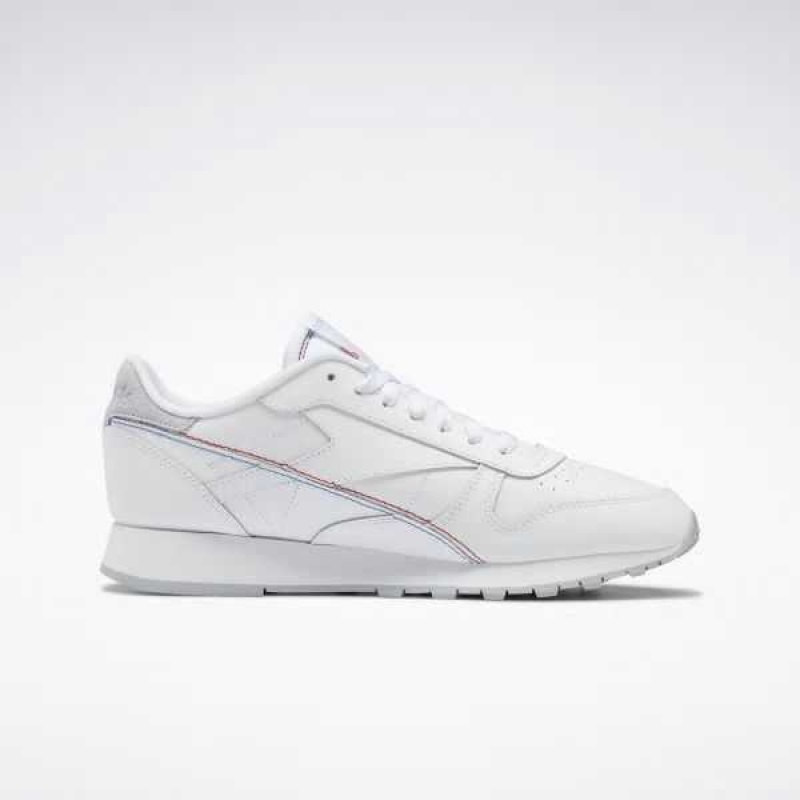 White / White / Blue Reebok Classic Leather Make It Yours Shoes | BYG-197528