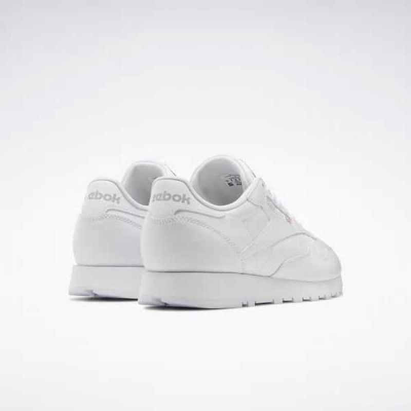 White / White / Grey Reebok Classic Leather Shoes | TBR-501324